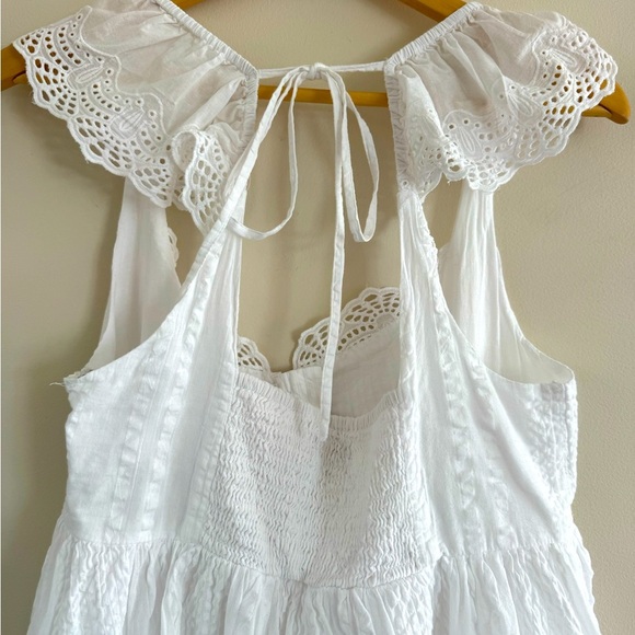 Urban Outfitters Wildflower Babydoll Mini White Eyelet Lace Dress Size L - Picture 10 of 10